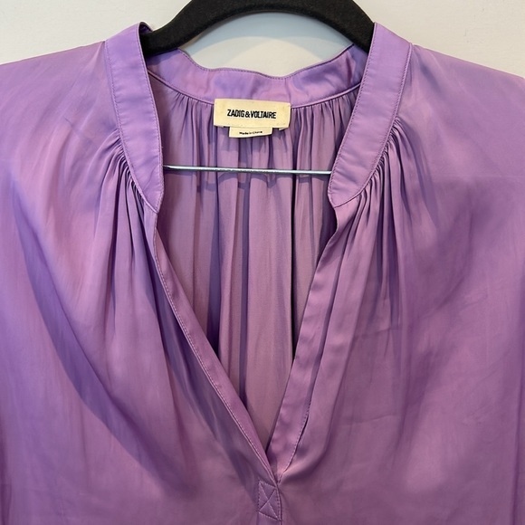 Zadig & Voltaire Tink Satin Pull Over top Purple - Picture 8 of 10